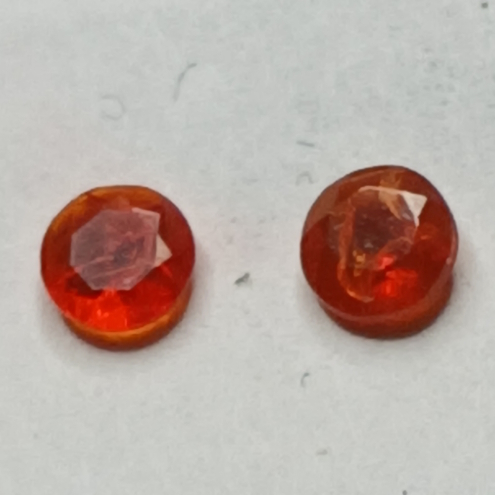 Round Orange Red Mexican Fire Opals Gemstones 3.5mm